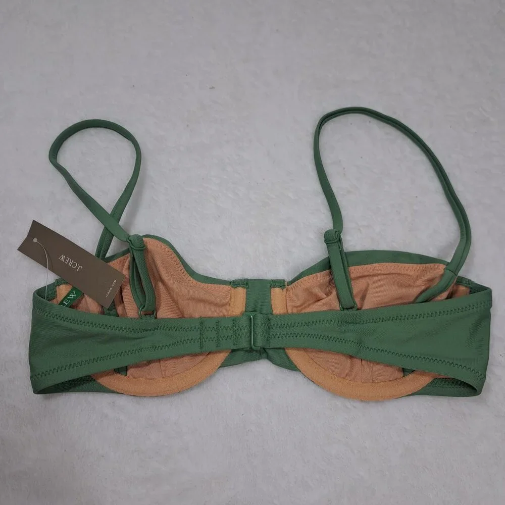 NWT J. CREW BALCONETTE UNDERWIRE BIKINI TOP BX612 RUSTIC WILLOW‎ 32B $75 MSRP